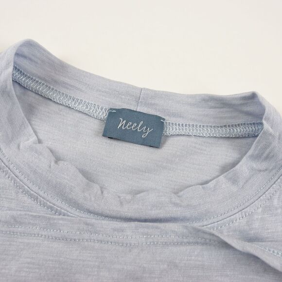 Neely Ruched Side Tie Muscle Knit Tank Top Womens Blue Cotton Modal Shirt Sz M - Picture 6 of 8